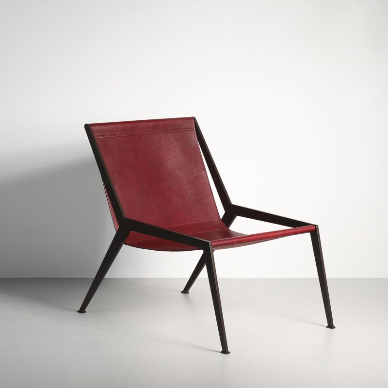 Leather and metal easy chair