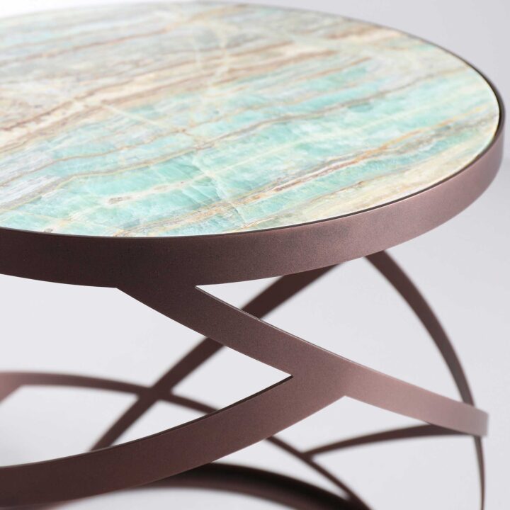 Finished in "Bronze" with Onice Smerelda marble top