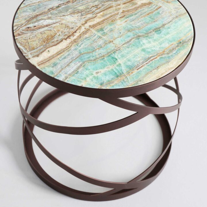 Finished in "Bronze" with Onice Smerelda marble top