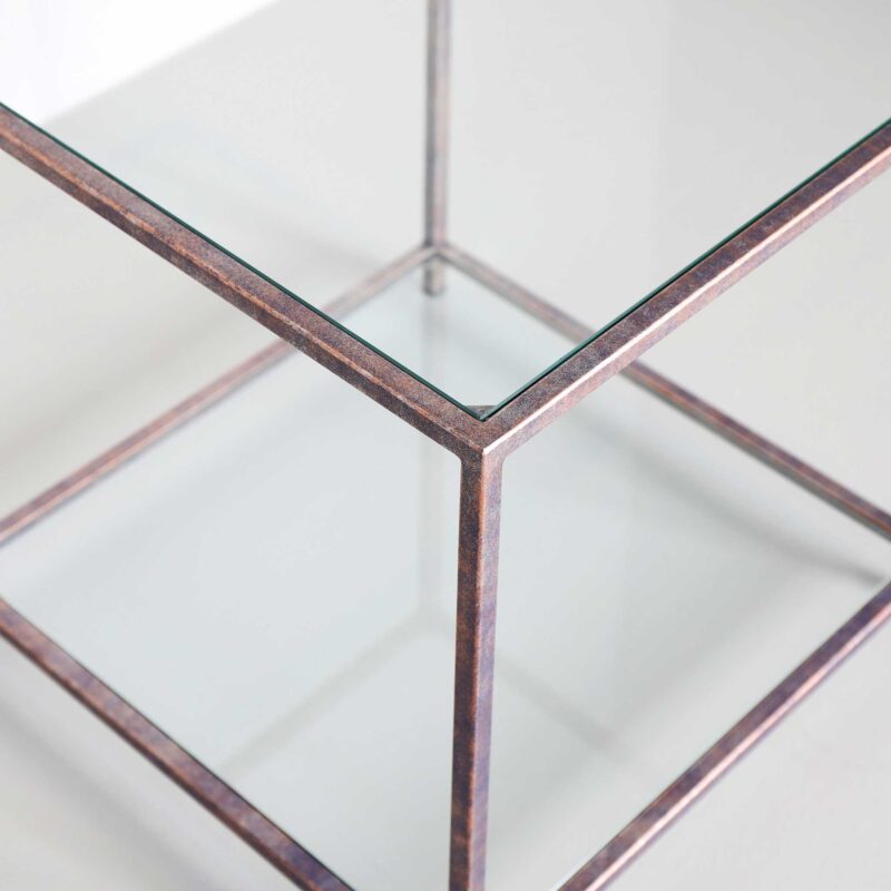 Square glass side table