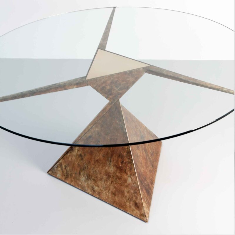 Bronze and glass round table