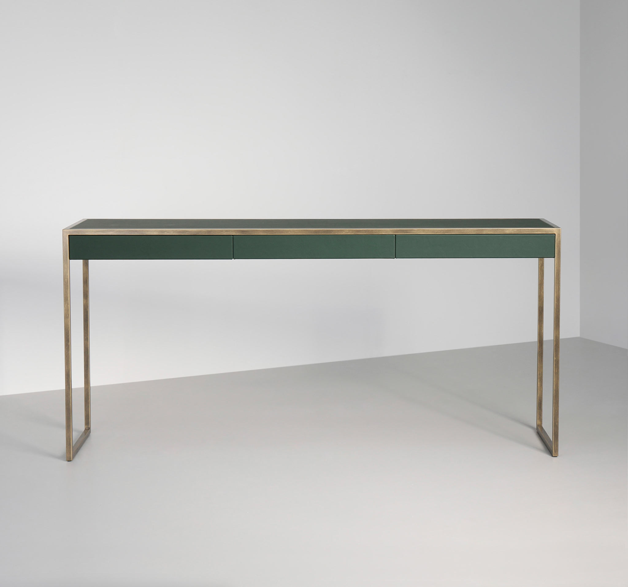 Albany-3-drawer-console-in-FG-with-Green-Leather-straight