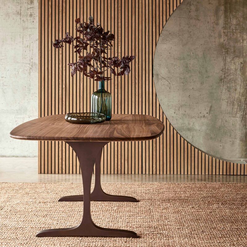 Modern walnut bronze table