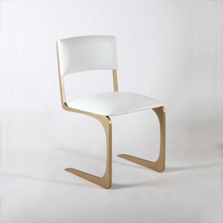 designer white and gold dining chair