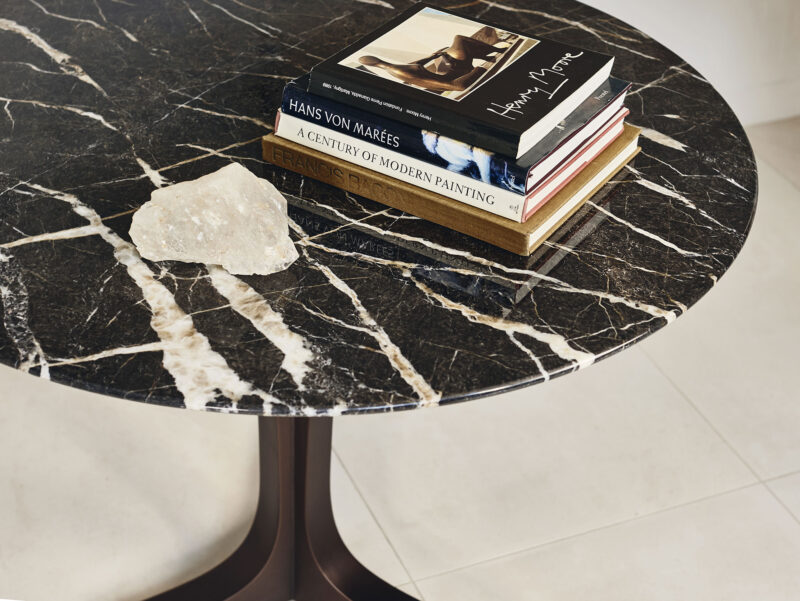 small round dark marble dining table