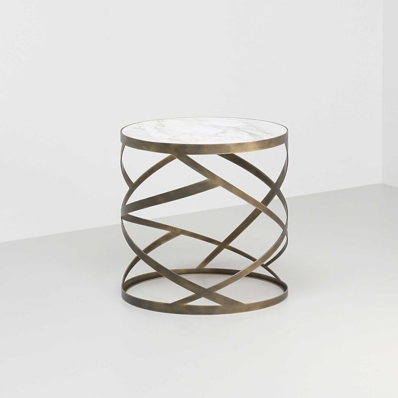 Calacatta Oro marble round side table