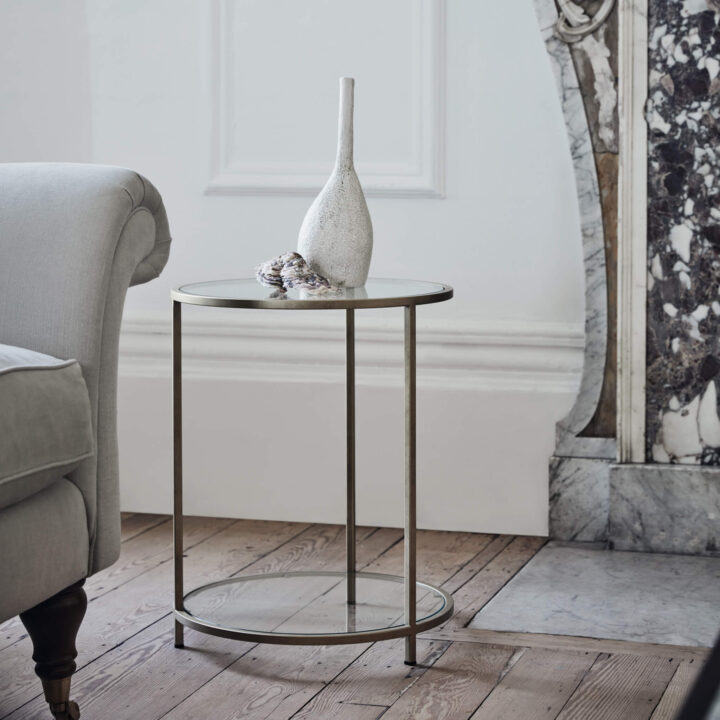 white gold finish with standard clear glass top