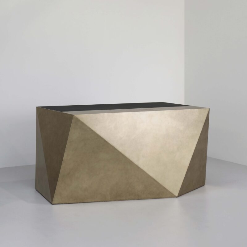 gold and leather designer desk