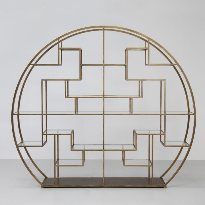 Bespoke Round Melrose Bookshelf in Old Brass