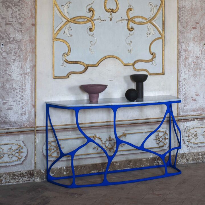 Blue designer console table