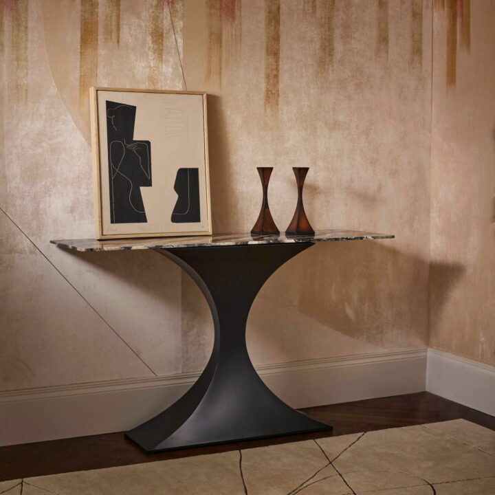 Finished in "Charcoal" with Rosso Luana marble top