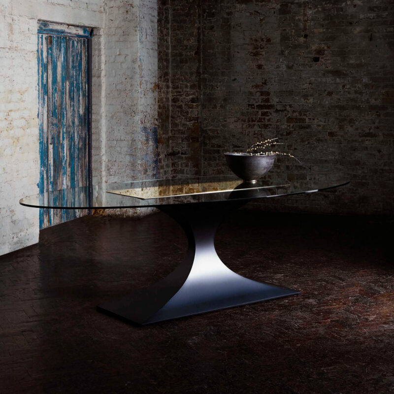 Bespoke Oval Dining Table with Glass Top | Designer Furniture by Tom Faulkner