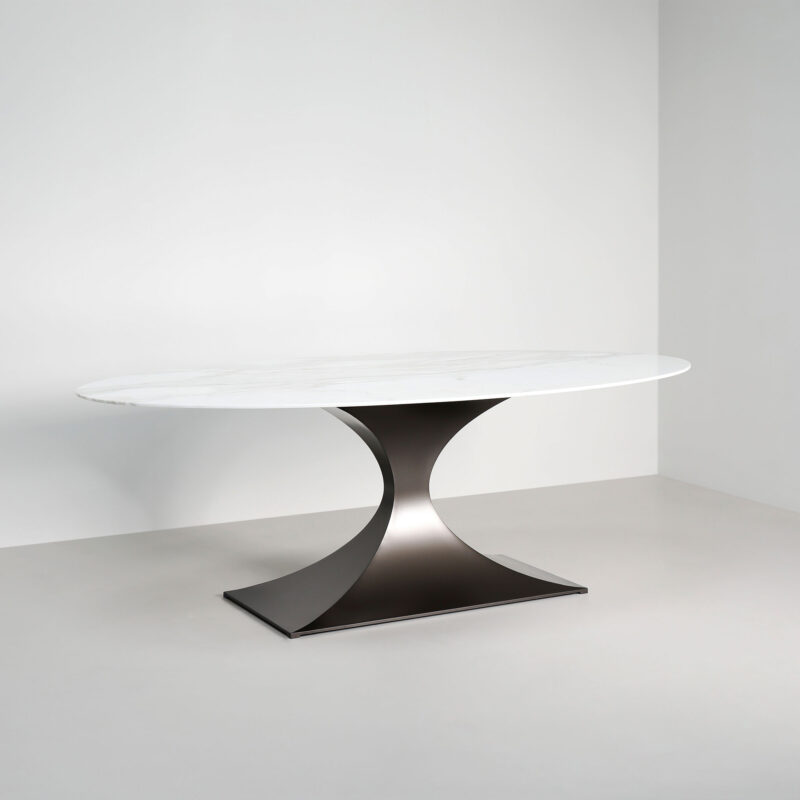 Marble oval dining table