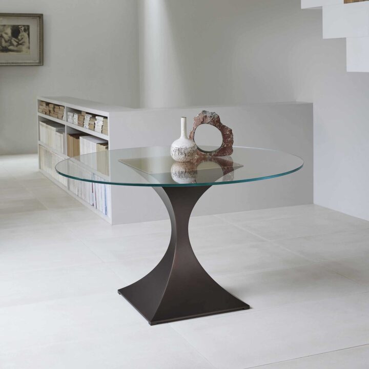 Round glass dining table