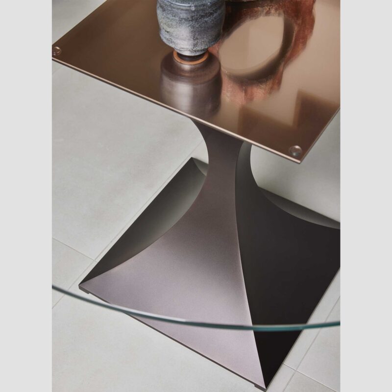 Metal and glass dining table