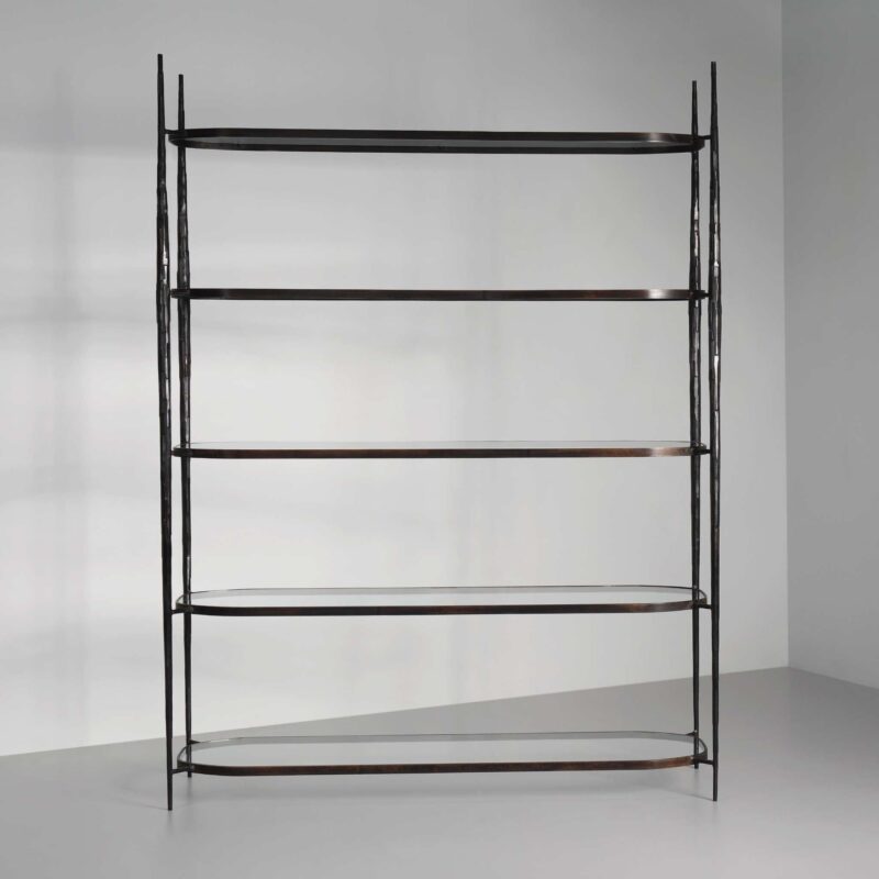 Solid Bronze frame with glass shelves