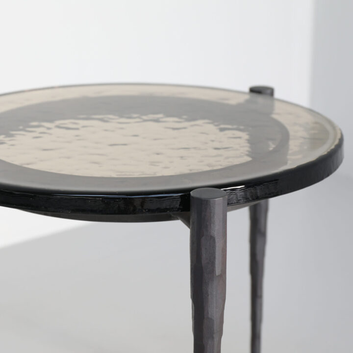 Cloud Round 50dia Side Table Steel Smoke Cast Glass detail 2 LR