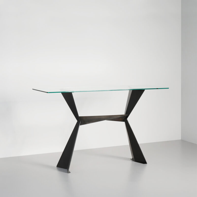 Geometric Glass Console Table