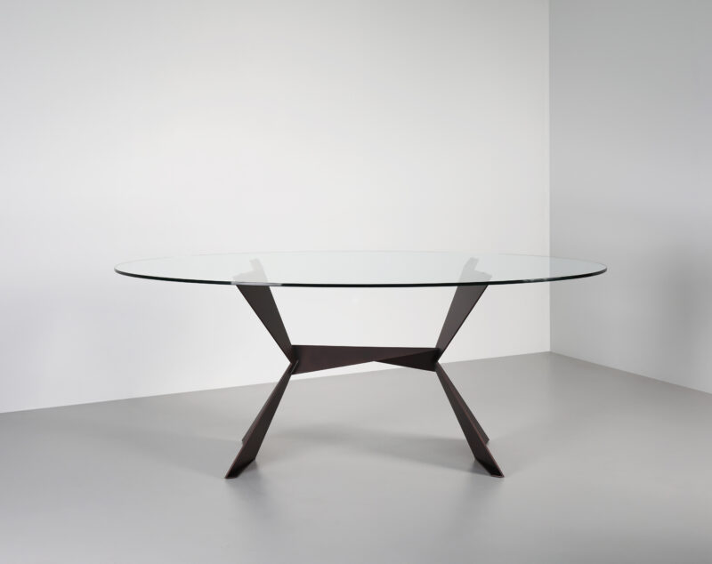 Oval glass dining table