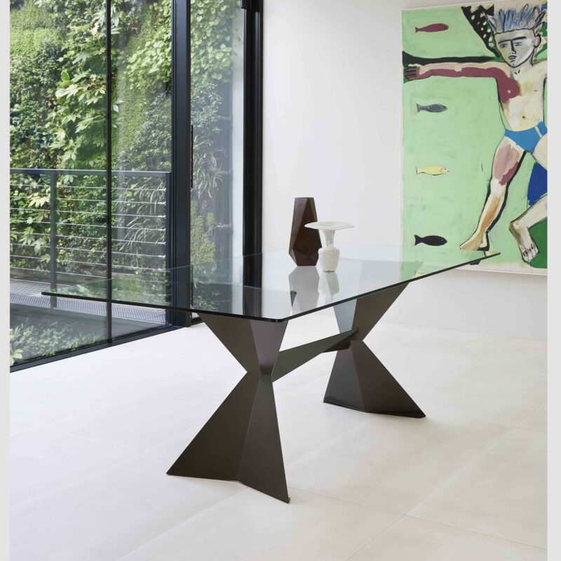 Contemporary glass dining table