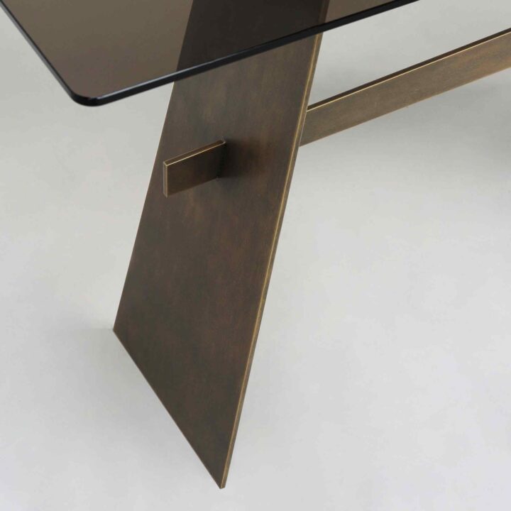 Finished in "Florentine Gold" with smoked bronze glass top
