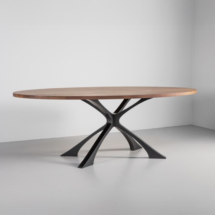 Exe oval dining table with Walnut table top