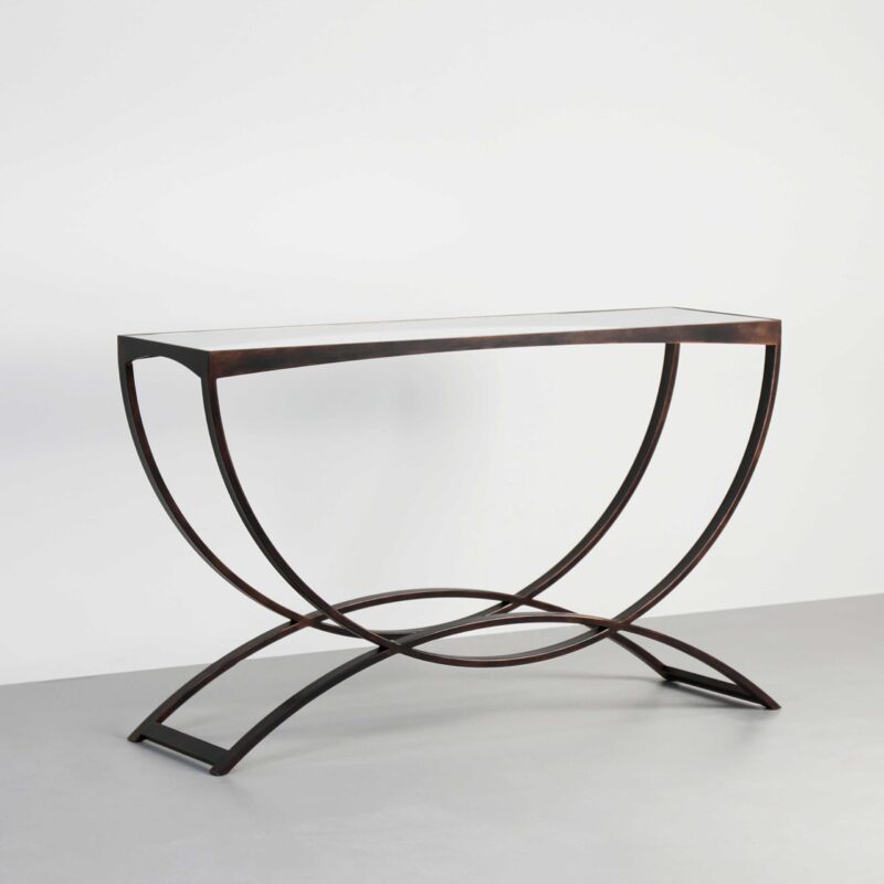 Contemporary glass console table