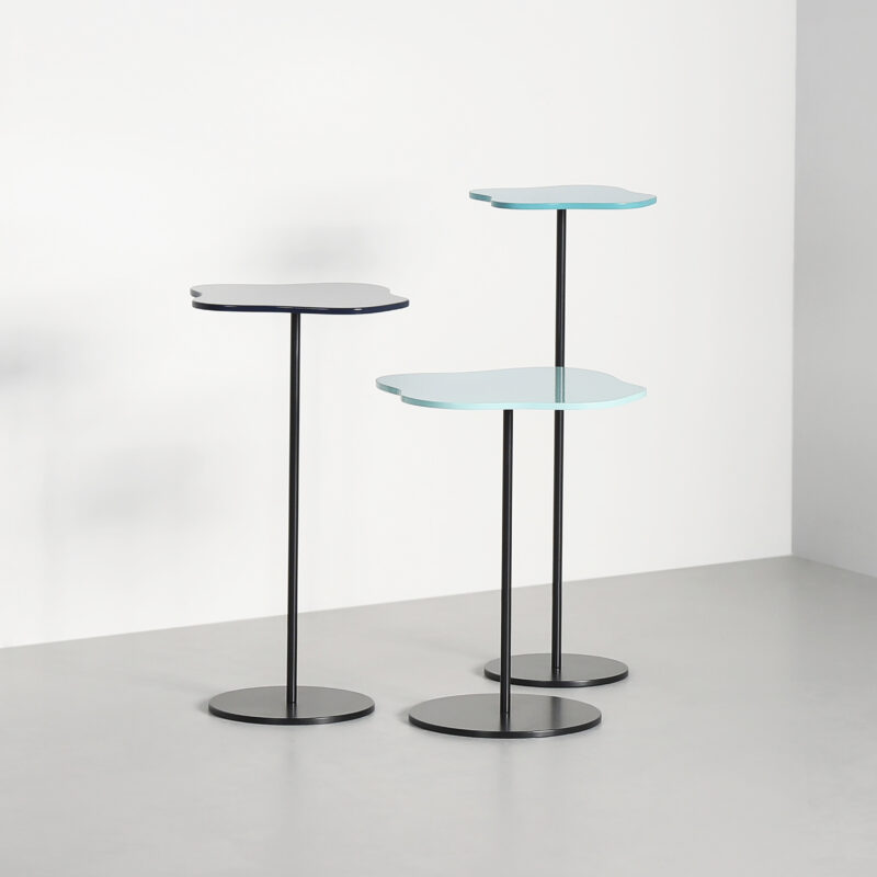 Blue metal garden side tables