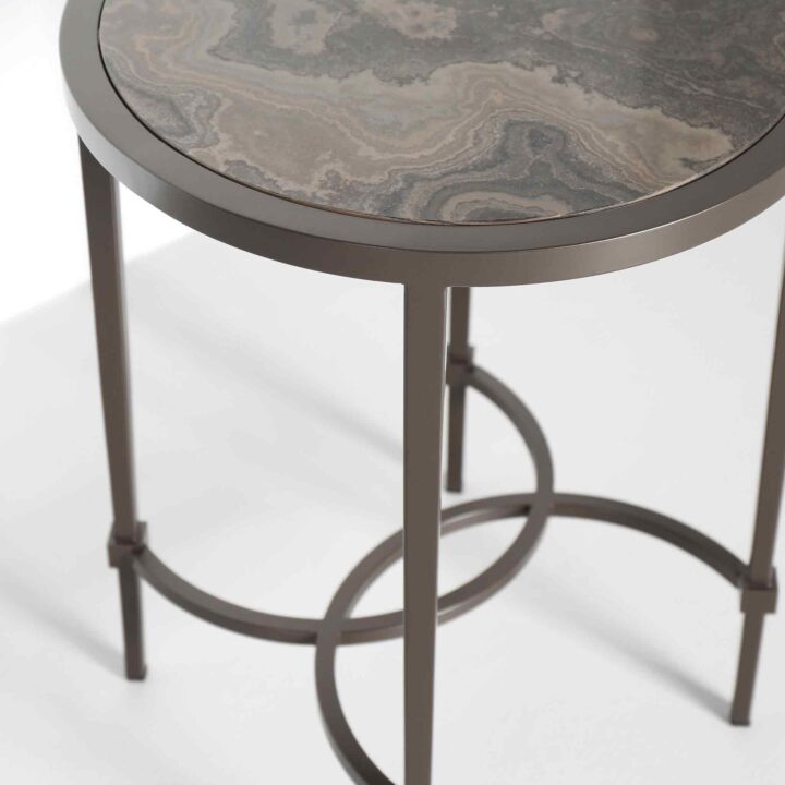 Finished in "Dark Bronze" with Eramosa marble top