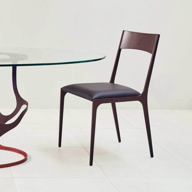 Leather and metal dining chair
