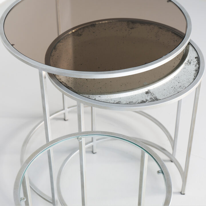 glass topped nest of tables