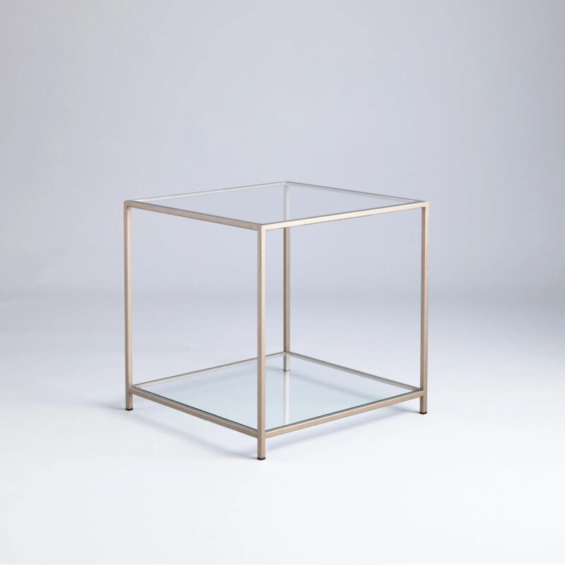 Square glass metal side table