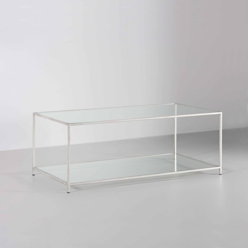 rectangle glass coffee table with shelf