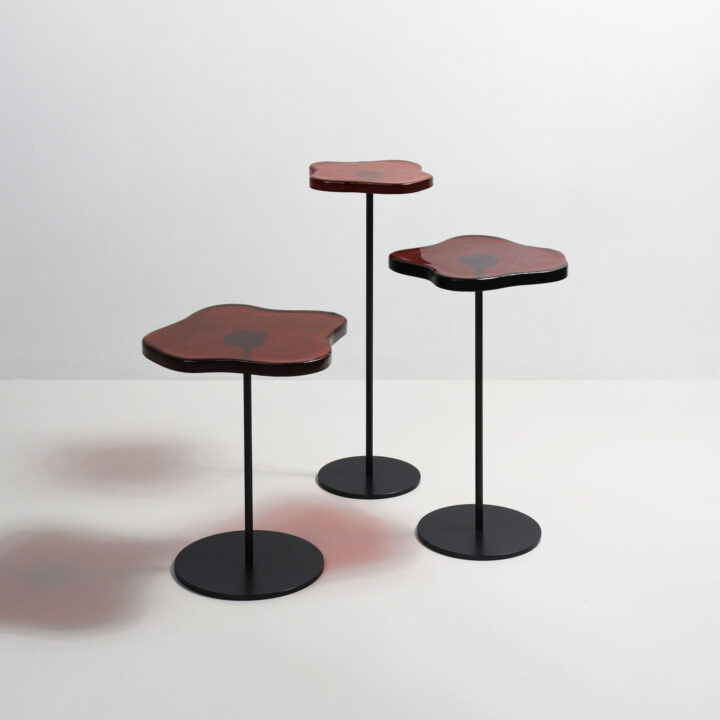 Amber glass side table