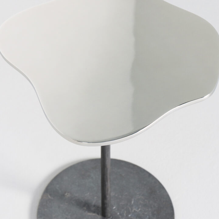 Moon base and stem with a polished stainless steel top