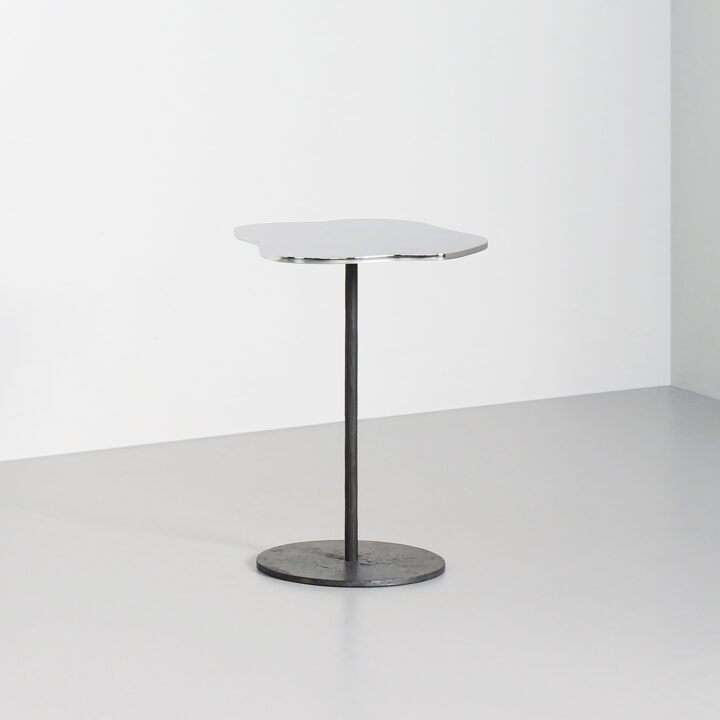 Moon base and stem with a polished stainless steel top