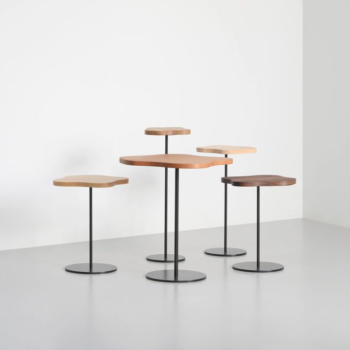 Tom Faulkner Lily wooden side tables in various heights and wood finishes