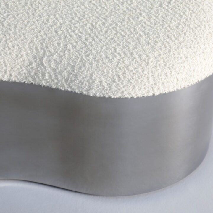 Cream Boucle designer ottoman