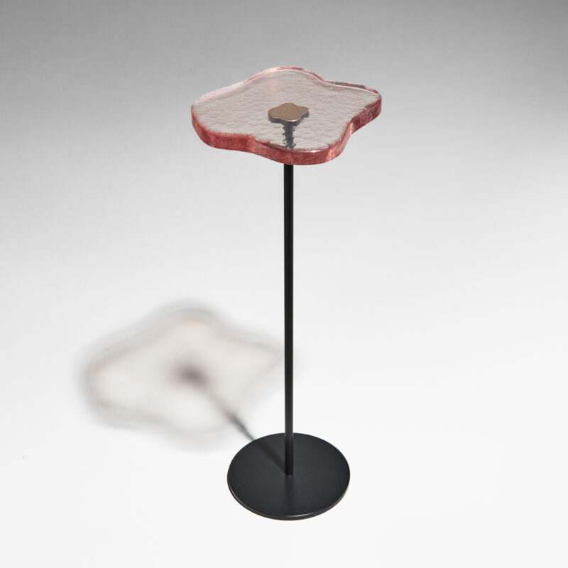 tall pink glass drinks table
