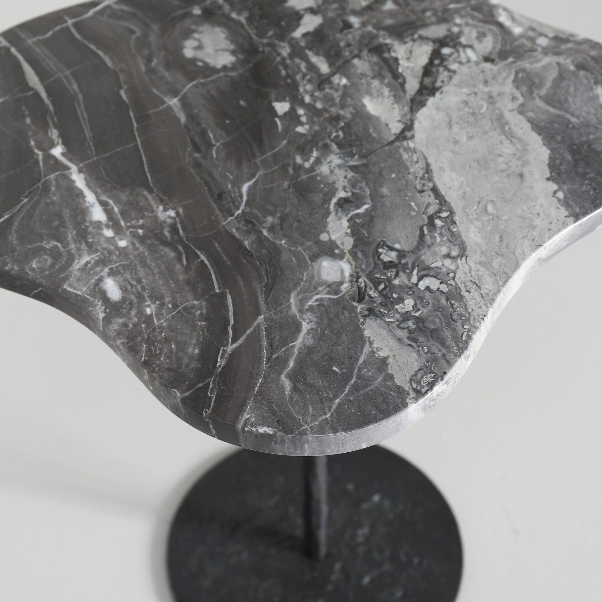 Base and Stem with a "Moon" finish and a Grey Oribico marble top