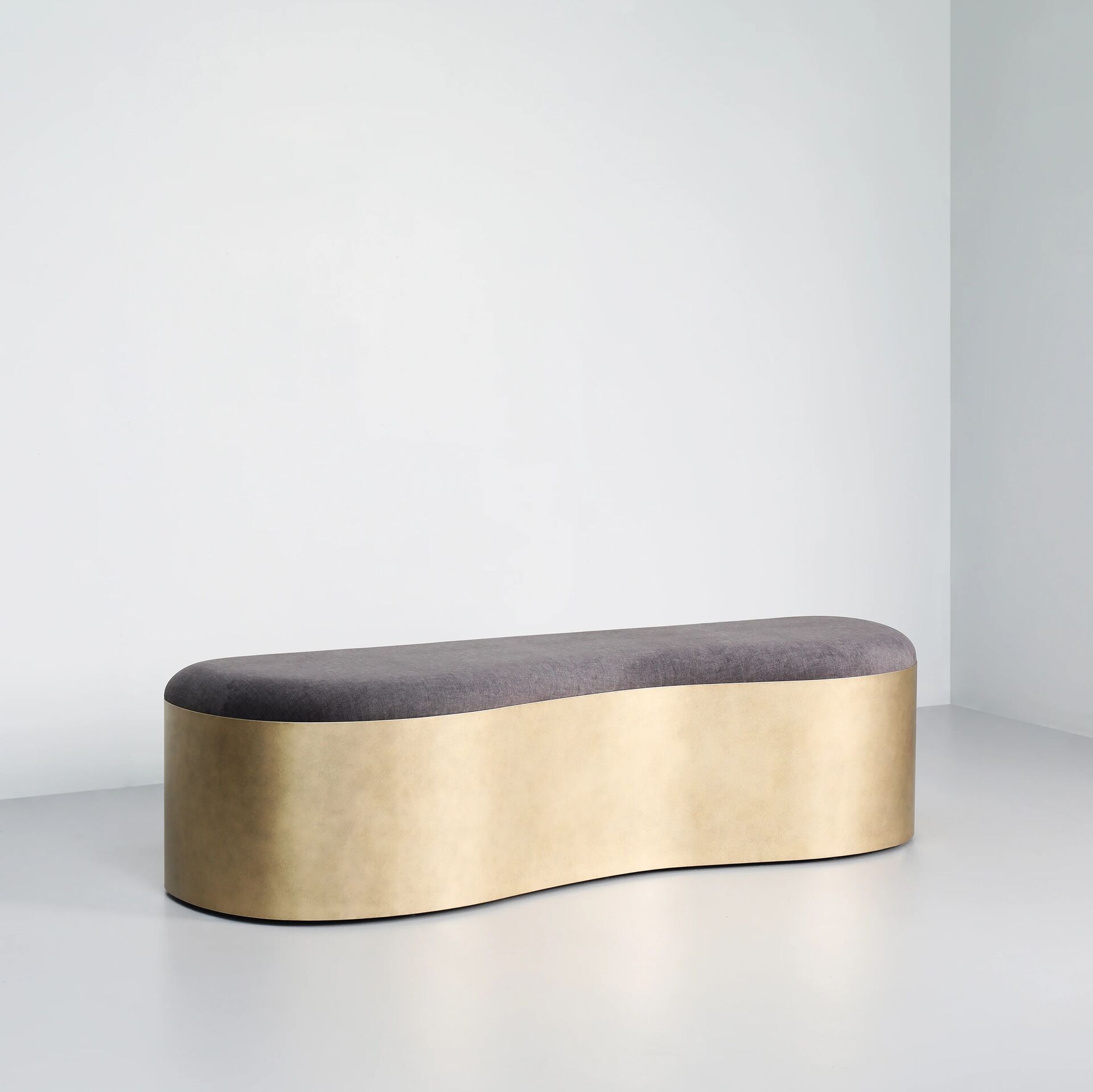 Lily bench finished in "White Gold"