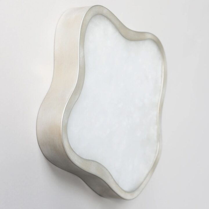 Lily Wall Light finished in “Persian Silver” and alabaster pane
