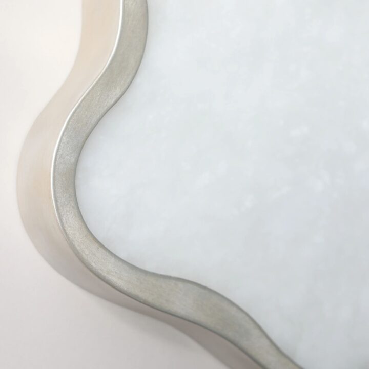 Lily Wall Light finished in “Persian Silver” and alabaster pane