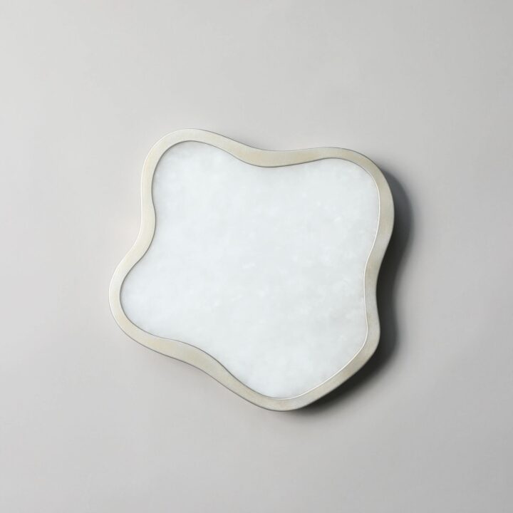 Lily Wall Light finished in “Persian Silver” and alabaster pane