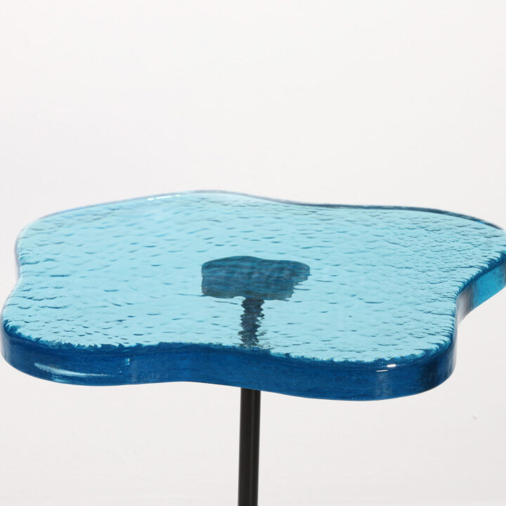 Handmade blue glass drinks tables