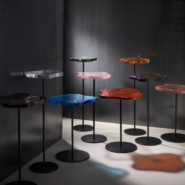 Multicolour glass side tables