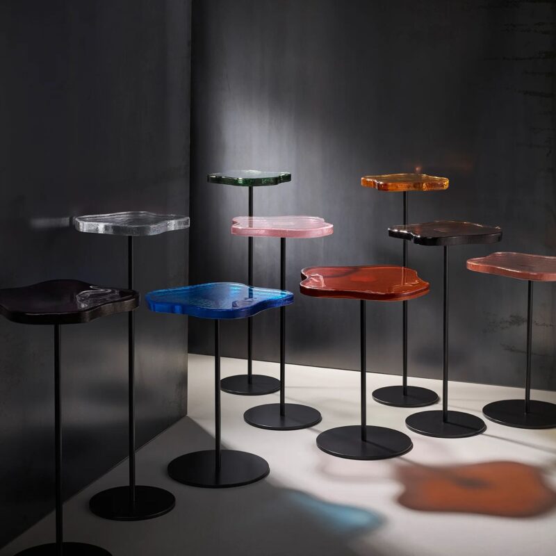 Multicolour glass side tables