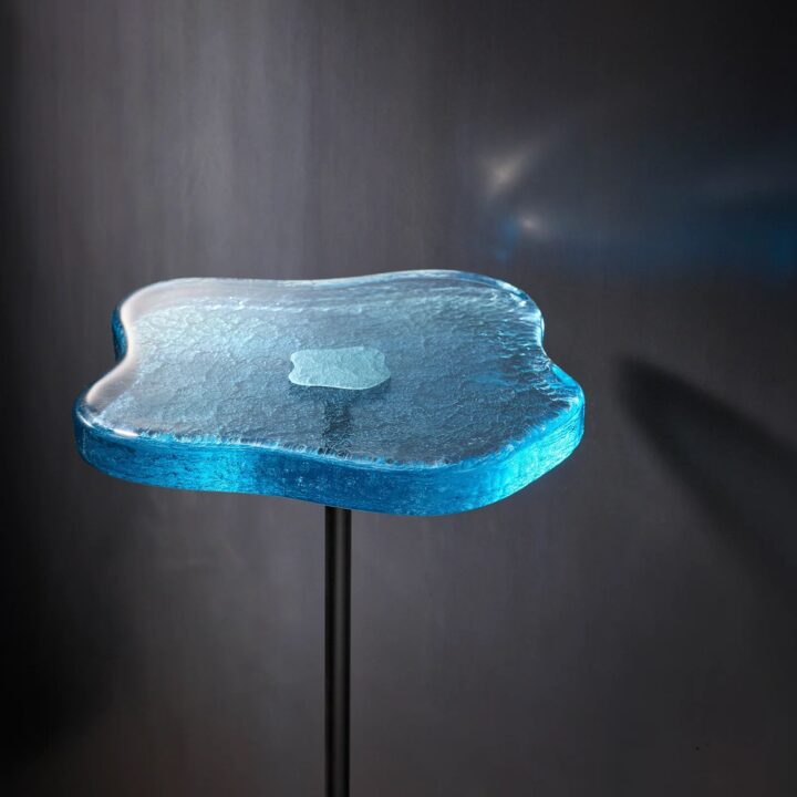 Blue glass side table