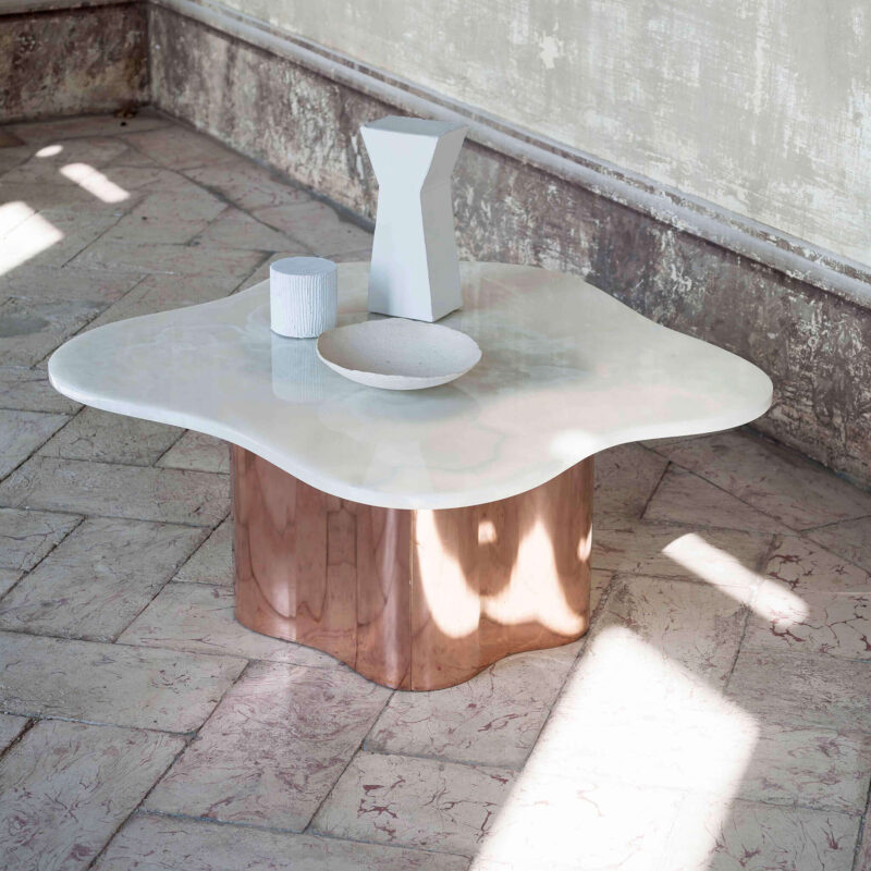 Lily marble coffee table by Tom Faulkner
