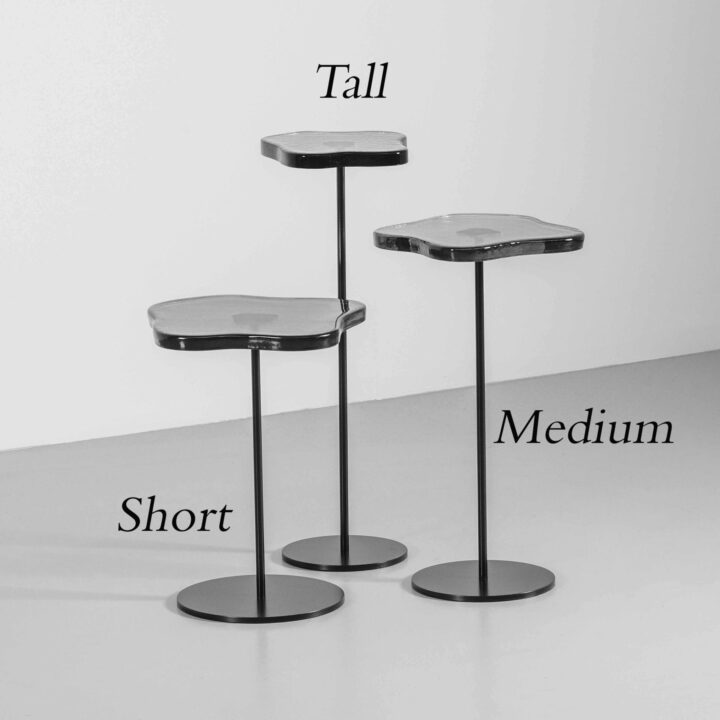 Designer coloured glass side tables